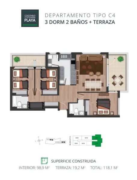 Departamento de 80 m² en arriendo por año corrido, con 3 dormitorios — foto 4/4